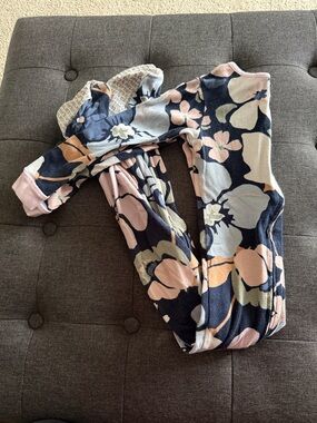 Carter's Navy Floral Footed Sleep Sack with Pink Accents